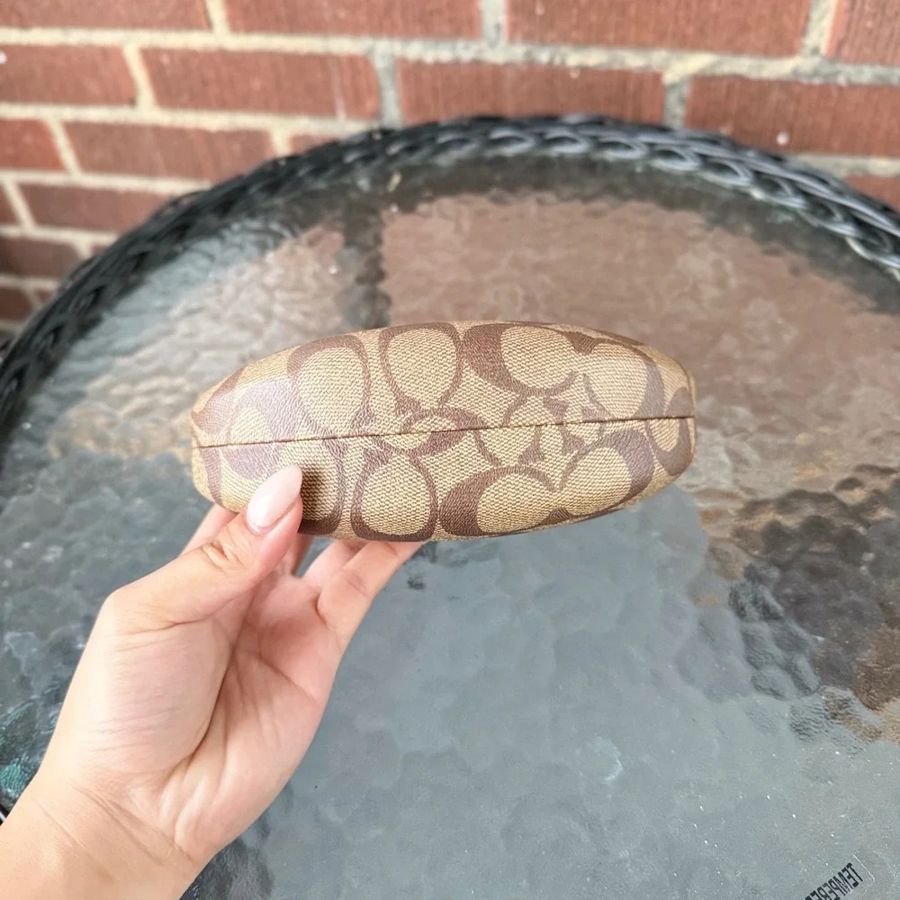 Coach Signature Monogram Hard Shell Sunglasses Eyeglass Case Brown Tan Logo